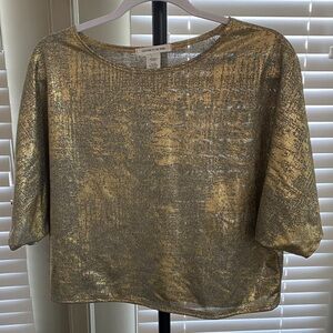 Caution To The Wind Gold Short Sleeve Top
